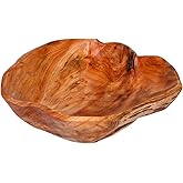 BIGPIPI Wooden Bowl for Decor, Natural Shape Solid Wood Carved Fruit Bowl, Decorative Wooden Bowl for Table Centerpiece Office Home Decor, Multipurpose Candy Keys Serving Bowls (Large 12"-14")