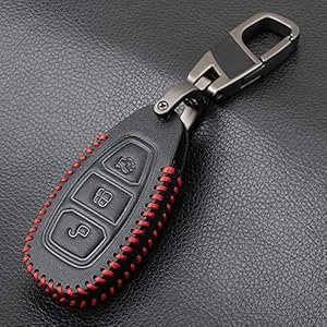 Autosleutel cover lederen sleutel bescherming case, auto sleutelhanger, fit voor Ford Focus 3 MK3 MK4 C-Max Mondeo Kuga…
