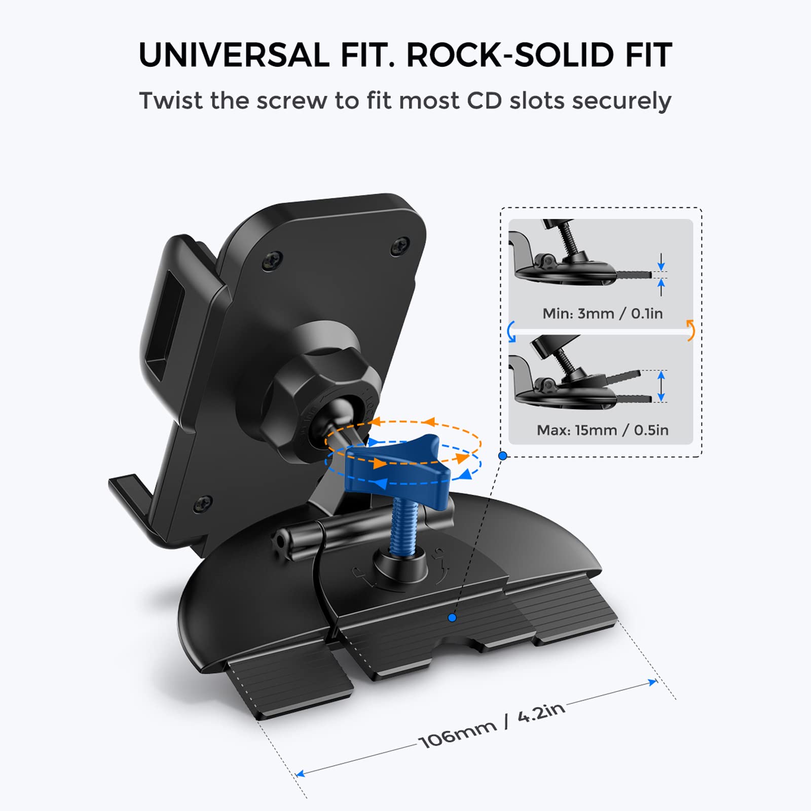 Cell Phone Holder for Car, CD Slot Car Phone Mount, One Button Release Easy Installation CD Player Car Phone Holder Mount Compatible with iPhone 16 15 14 13 12 11 Pro XR XS MAX Galaxy S20 S20+ S10 S9