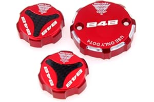 Riderjacky For Ducati 848/EVO 2008-2013 2009 2010 2011 2012 CNC Aluminum Motorcycle Front Brake Clutch & Rear Brake Fluid Reservoir Cover Cap (Red with logo)