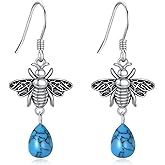 VONALA Vintage Bee Earings 925 Sterling Silver Turquoise Bumble Earrings Turquoise Dangle Drop Earrings Honeybee Jewelry Dangle Gifts for Women