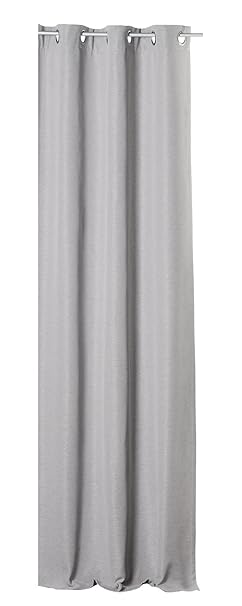 Thermogardine Canada Polar Fleece 140x245 cm Ösen grau hell Thermovorhang meliert Übergardine blickdicht Vorhang Gardine