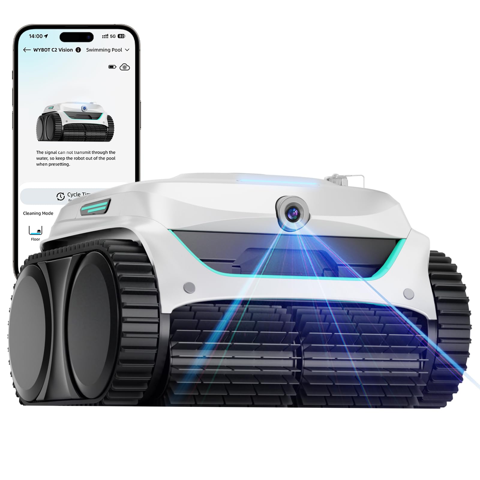 Photo 1 of (2025 New) WYBOT C2 Vision Robotic Pool Cleaner with Camera, 8-in-1 Pool Vacuum for Inground Pools, Powerful Suction, Ultra-Fine Filter Pool Robot, Wall Climbing, Smart Navigation, White