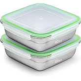 2 Pack Sandwich Containers, 40oz Stainless Steel Sandwich Box with Airtight Lids, Reusable Metal Meal Prep Lunch Boxes, BPA-Free, Dishwasher Safe, Large Capacity Food Storage Containers (Green)