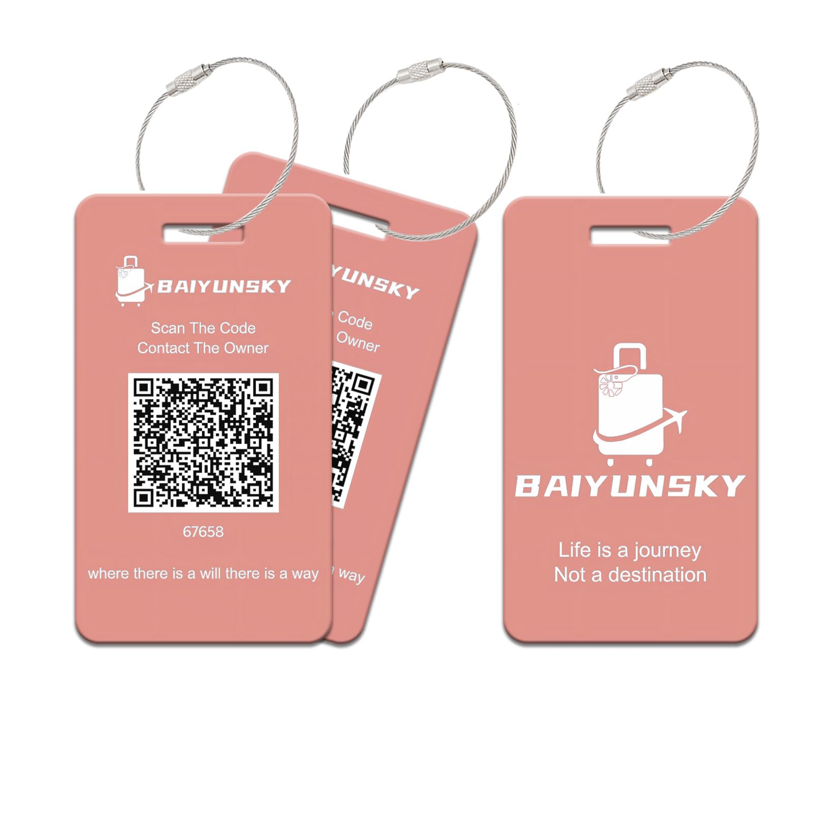 Photo 1 of Smart Luggage Tags for Suitcases, 2-Pack Privacy QR Code Security Information Luggage Tag, Steel Ring, Customizable Travel Luggage Tags, No App & Subscription Needed(Rose Gold)
