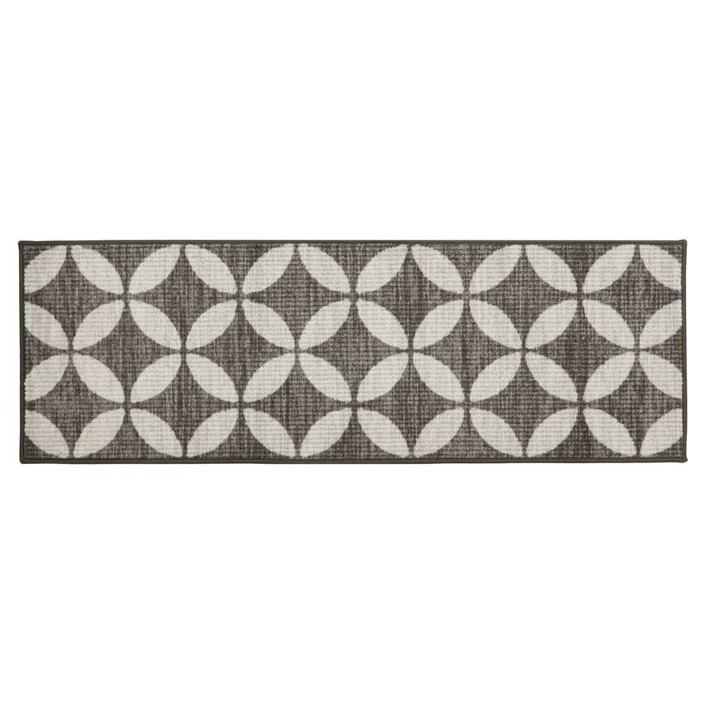 JVL Fiora Machine Washable Runner Mat, 50 x 150 cm, Pewter, One Size, 07-145PE