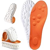 4D Cloud Insoles for Men Women, Breathable Memory Foam Cloud Massage Insoles, Enhanced Arch Support & Cushioned Comfort,Relief Foot Pain,Fits All Shoe Types(1 Pairs-Orange, Men 8-9/Women 10-11)