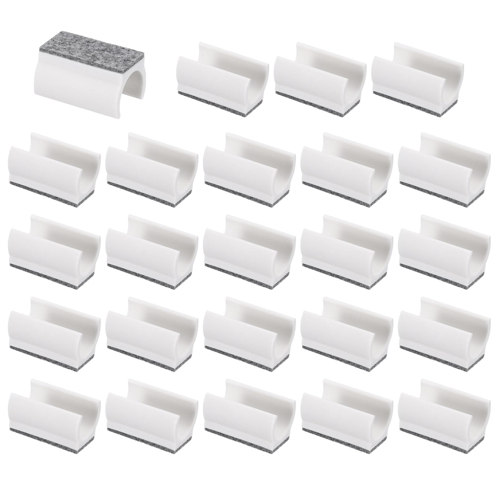 PATIKIL 22mm Rectangle Chair Leg Cover with Felt Pad, 24Pcs Slide Smoothly No Scratches No Noise Furniture Feet Hardwood Protectors Tips Floor Glides Tubing Caps for Office, White Grey