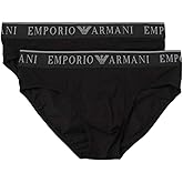 Emporio Armani Men's Endurance 2 Pack Brief, Black/Black, Medium