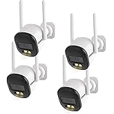 EVERSECU 2K Wired WiFi Bullet Camera, 2.8mm Lens Wide Angel, 2-Way Audio, Night Vision, Motion Detection Alarm, Outdoor/Indoor, Waterproof, Supports ONVIF&RTSP Stream, Compatible with Alexa(4pack)