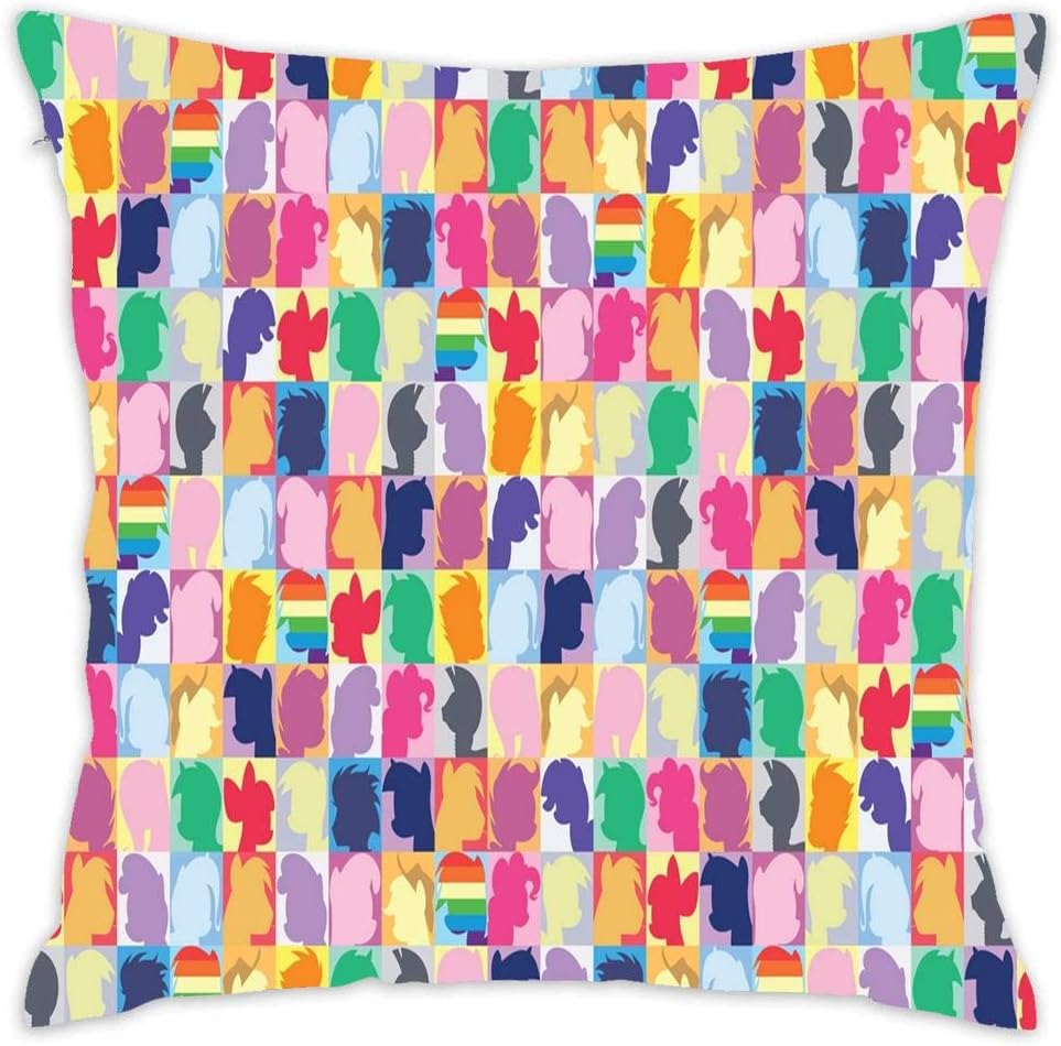My Little Pony Twilight Sparkle Pinkie Pie Rainbow Dash Custom Throw Pillow Case Cover Personalized Cushion Cover Pillowcase Square Pillow Cover 18x18 Inches Cotton