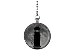 GOTHAM DECOR Lighthouse Moon Glow in The Dark Fan/Light Pull Pendant with Chain