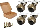 ENYKE 4pk 1.5in Antique Gold Ball Caster Wheel 360 Top Plate Swivel view 1