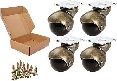ENYKE 4pk 1.5in Antique Gold Ball Caster Wheel 360 Top Plate Swivel