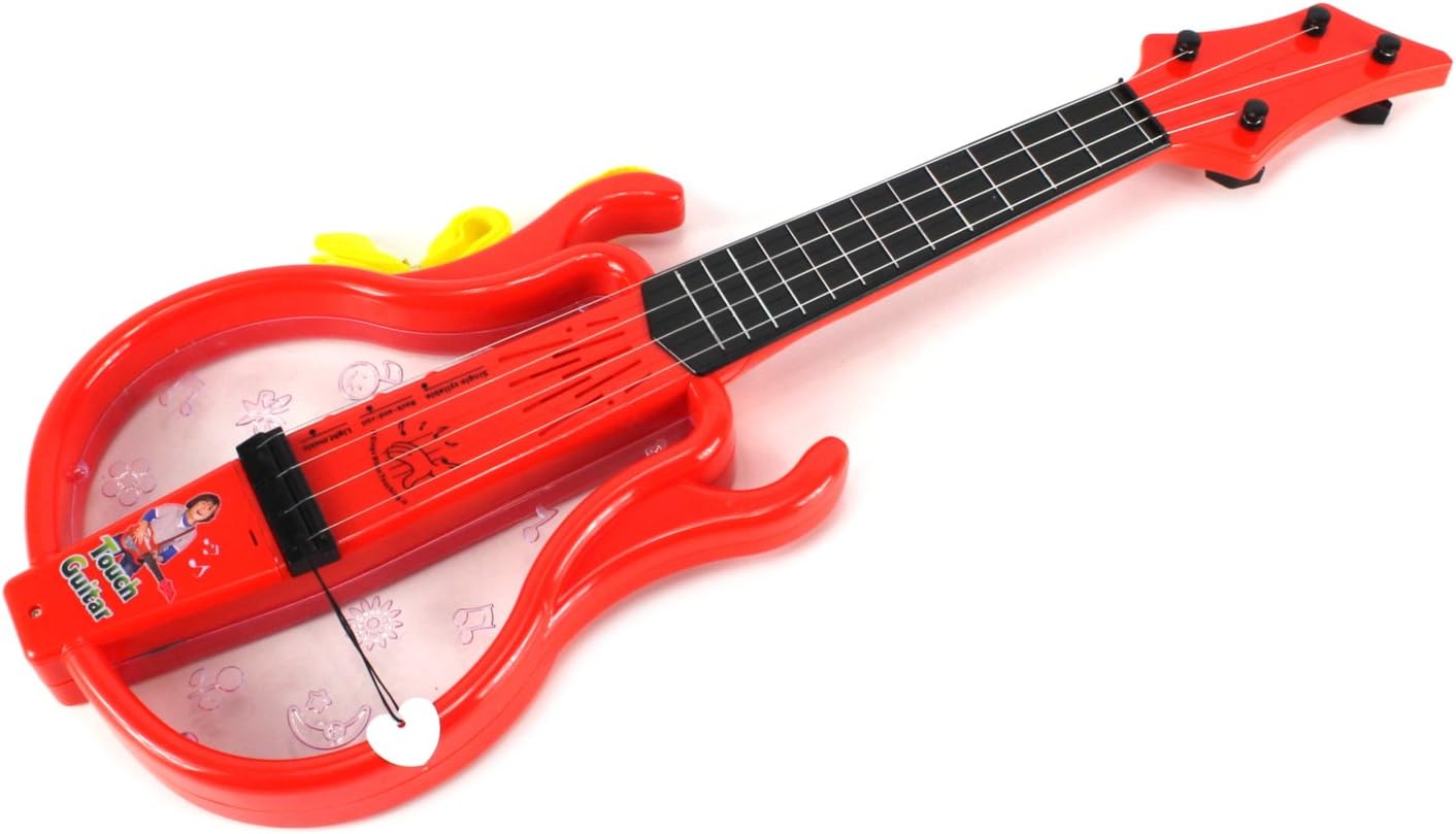 Toy Guitars Rock 'n Learn Battery Operated Touch Instrument w/ Adjustable Steel Strings, Guitar Pick (Colors May Vary)