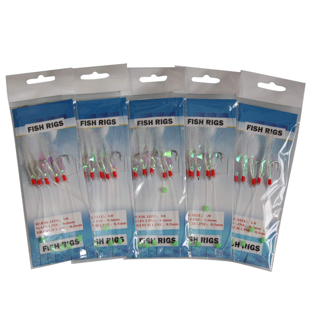 10 Packs Sabiki Rigs Fishing Flasher Lures Bait Rigs for Freshwater/Saltwater (10packs)