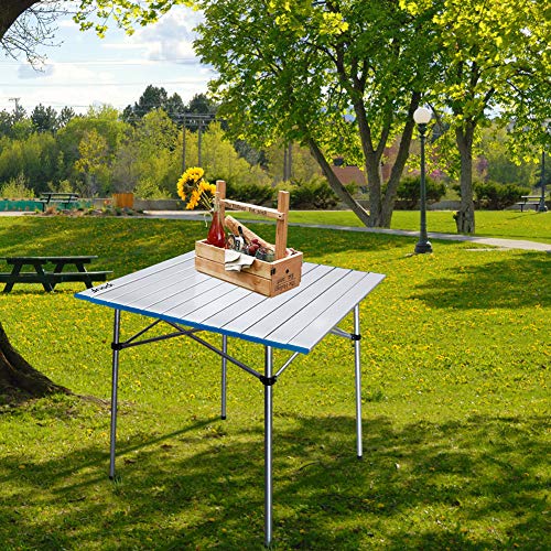 IPOUF Camping Table Folding Lightweight Aluminum Roll Up Top Compact