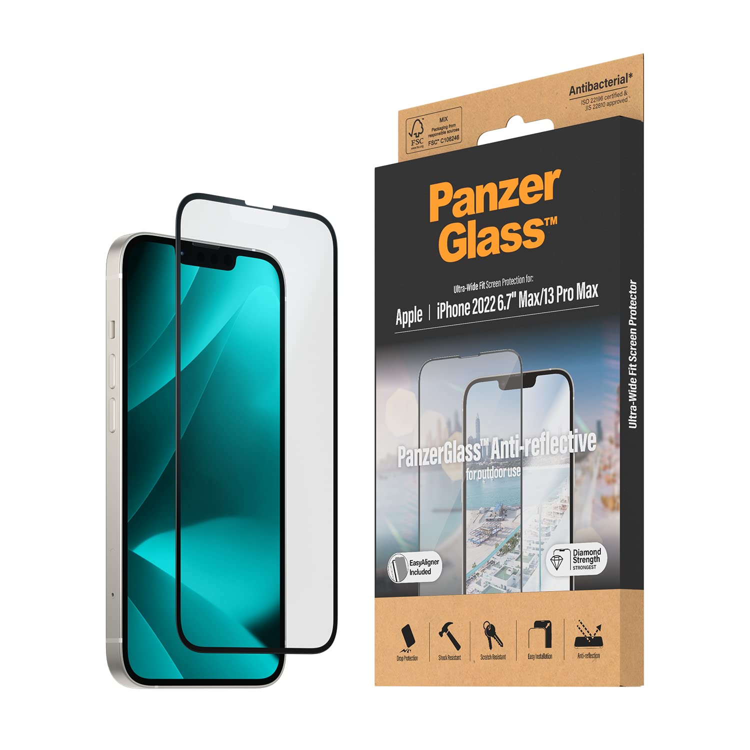PanzerGlass™ Anti-Reflective Screen Protector for iPhone 14 Plus, 13 Pro Max, Scratch-Resistant, Anti-Reflective iPhone Protective Glass with Matte Surface, Protection to the Edge of the Display and