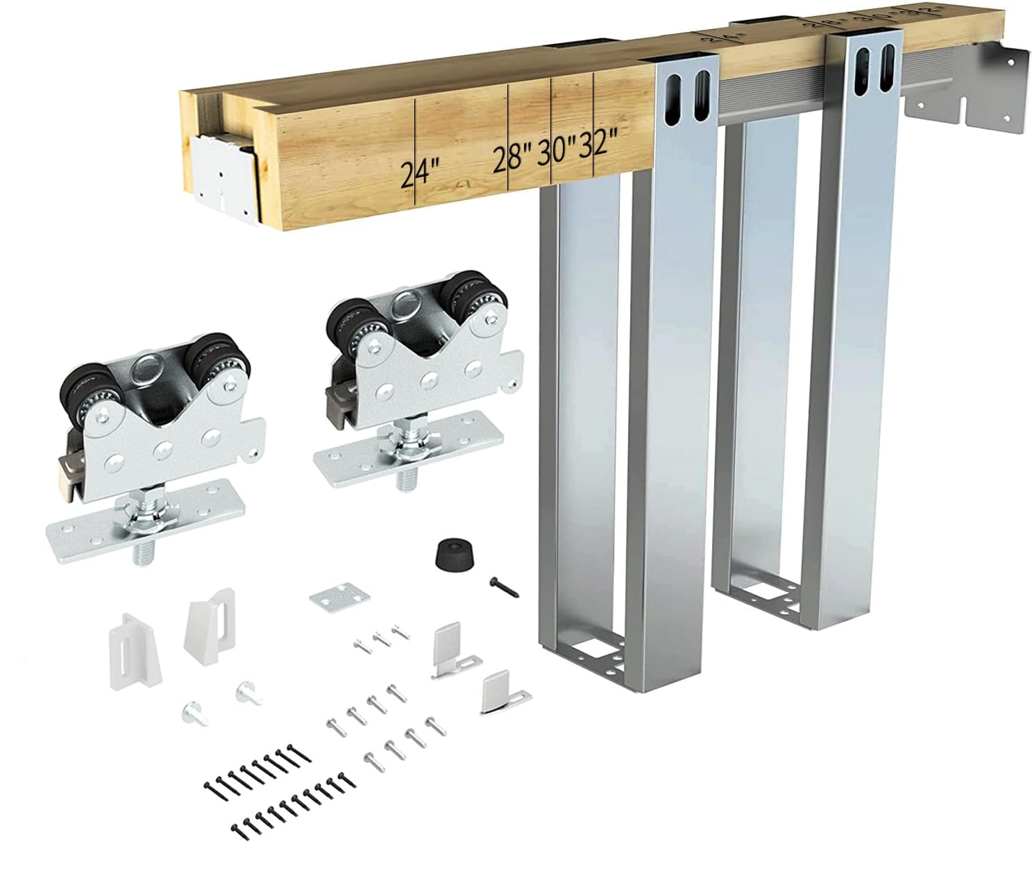 Photo 1 of JUBEST 400LBS Pocket Door Frame Kit, Commercial Grade, for 2x6 Stud Wall, Heavy-Duty Hidden Door Kit for 24" to 36"x80" Door, Easy to Install, Durable and Strongly