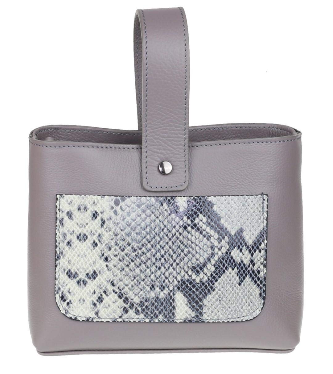 Girly Handbags Womens Snake Skin Pocket Handbag - Dark Grey