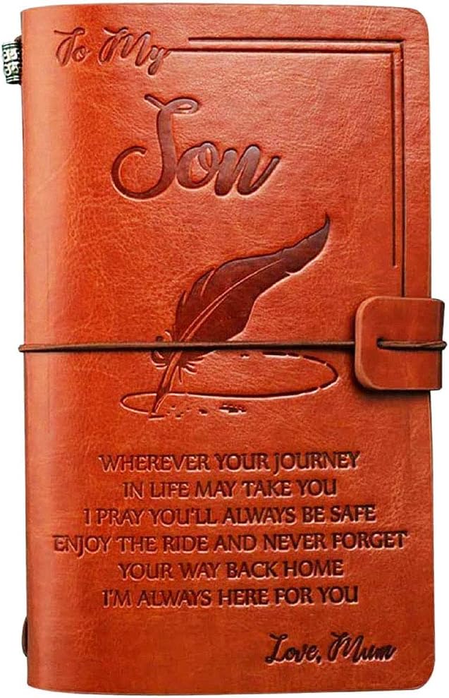 to Son Christmas Birthday Gifts from Mum, OMNIQI Personalized Leather Journal gift for Boys/Men