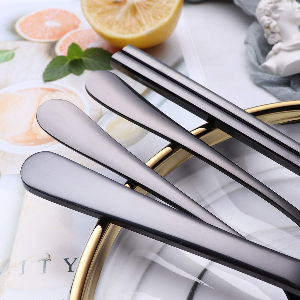  | Portable Stainless Steel Flatware Set, Travel Camping Cutlery Set, Portable Utensil Travel Silverware Dinnerware Set with a Waterproof Case (8-Pieces Flatware Set Black)…: Flatware Sets