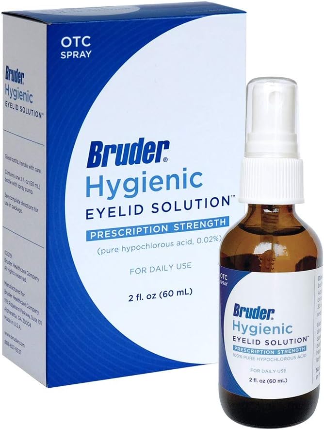 Bruder Hygienic Eyelid Solution – 0.02% Pure Hypochlorous Acid Spray Formula Helps Cleanse and Soothe Eyelids and Eyelashes 2 fl. oz. (60mL)…