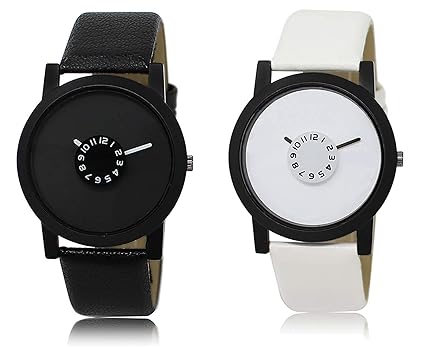 Swadesi Stuff Black & White Color Analog Watch for Men & Boys