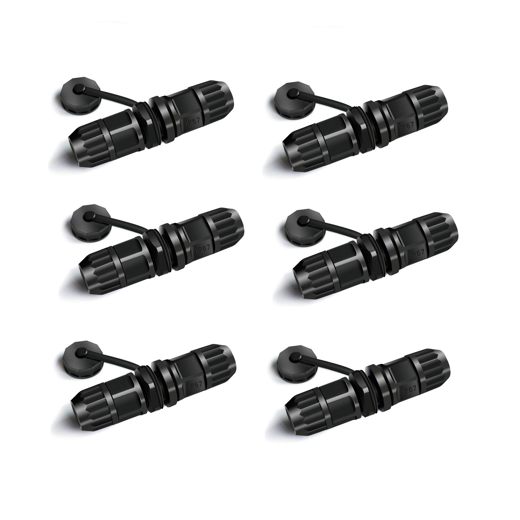 YIOVVOM RJ45 Waterproof Connector, Female to Female, Panel Mount, 8P8C,CAT 6, CAT 5, CAT 5E, M20 IP67 Ethernet LAN Cable Coupler Outdoor Adapter Weatherproof Connection (6-Pack)