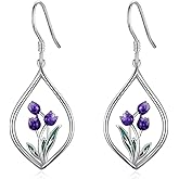 VONALA Flower Earrings for Women 925 Sterling Silver Rose/Lotus/Scottish Thistle/Tulip/Lilac/Mushroom/Pineapple Dangle Drop Earrings Flower Jewelry Gifts for Women Girls Birthday Gifts