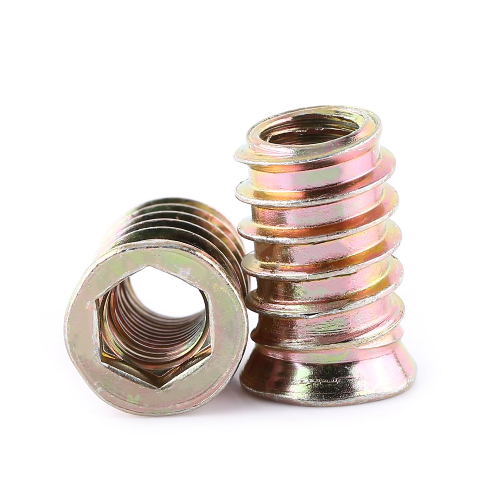 20pcs Hex Socket Drive Insert Nuts Zinc Plated Carbon Steel Hex Drive Head Nut Threaded for Wood Furniture(M10*25mm)