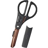 KOKUYO 2-Way All Purpose Scissor, HAKO-AKE Heavy Duty Regular Size Travel Scissors, Titanium Blade Multiple Purpose Craft Scissor Box Cutter for Office, Travel and Home. Black (HASA-PT412D)