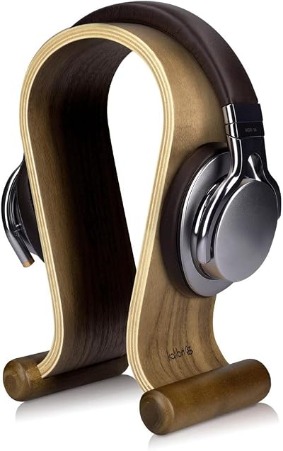 kalibri Wooden Headphone Stand Walnut Universal Headset Hanger for Gaming DJ