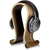 kalibri Wooden Omega Headphone Stand - Universal Headset Wood Hanger - Holder for Gaming Headsets DJ Studio Headphones & Earphone Display - Walnut