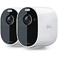 Arlo Essential Spotlight Camera - 2 Count (Pack of 1) Wireless Security, 1080p Video, Color Night Vision, Way Audio, Wire-Free, Direct to WiFi No Hub Needed, Compatible with Alexa, White, VMC2230