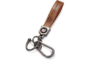 PPODKS Car Keychain Keyring Fit Cadillac ATS CTS EXT SRX XTS XLR SEDAN ELR, Leather Keychain Lanyard for Car Key Fob Holder, Souvenir/Gifts