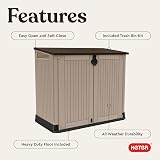 Keter Store It Out Midi Wheelie Bin Box Beige Brown Garden Storage view 4
