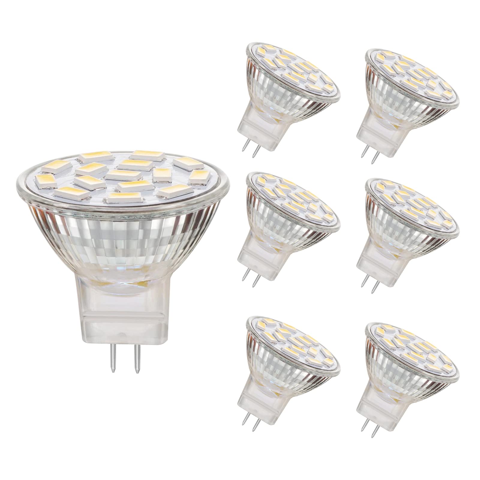 AHEVO 3.5W MR11 GU4.0 LED Light Bulb, Equivalent to 25-35W Halogen Lamps, GU4.0 Base AC/DC 12V, 350 LM, 120° Flood Beam, 3000K, Warm White, Recessed Lighting, Track Lighting, Pack of 6