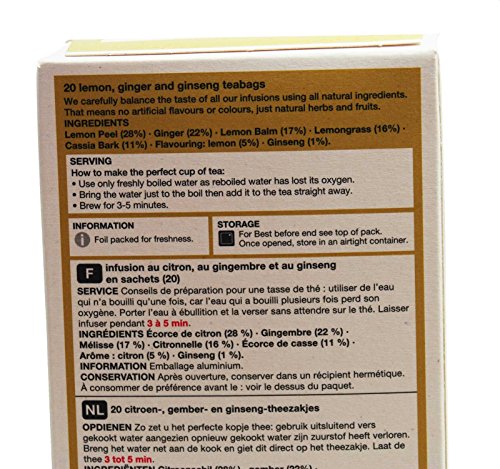 Marks & Spencer Lemon, Ginger & Ginseng Infusion - 20 Teabags (from the UK) - Thumbnail 2