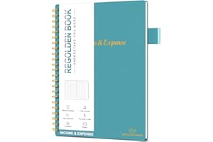 REGOLDEN-BOOK Income & Expense Tracker, Accounting Bookkeeping Ledger Book for Small Business –Accounting Ledger Record Notebook with Pocket, Man & Women, 53 Weeks(8.5"x5.5")，Teal