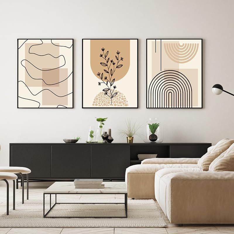 WADBTP Bohemian Style Poster Set, Modern Bedroom Living Room Background Wall Decoration Poster, Plants Abstract Home Decoration Painting, Frameless (Style 4, 20X30CM*3)