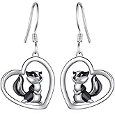 Skunk Earrings 925 Sterling Silver Skunk Raccoon Dangle Earrings Cute Animal Jewelry Birthday Gifts for Women