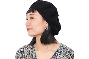Womens Mens Beret French Hat - Ladies Summer Beanie Chapeau Femme 100% Cotton Hand Knit Woman Crochet Caps