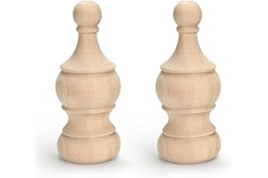 Aiminjey 2Pack Decorative Unfinished Wood Finials 5.9" Tall x 2.4" Wide for Bed Post Finials Dowel Finial Flagpole Topper Staircases Wooden DIY Crafts Finials for Home Deoration (Type2)
