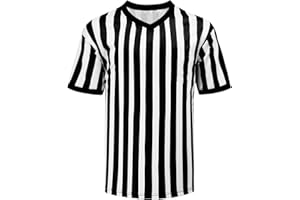 VKT Men’s Referee Shirt V-Neck Official Ref Shirt Costume Umpire Jersey for Womens and Mens Basketball Football Halloween Uniform