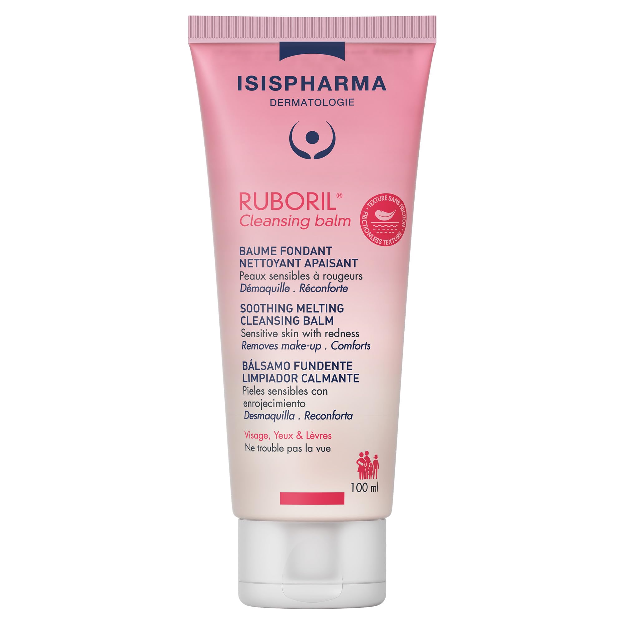 ISISPHARMA RUBORIL Cleansing balm 100 ml - Soothing cleansing balm - Removes impurities and Makeup remover - Dry and sensitive skin - New formula face cleanser - Fragrance-free - Made in France