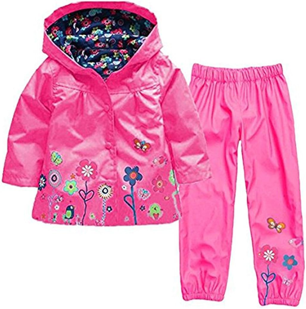 WWZ Little Girls’ Waterproof Hooded Coat Jacket Outwear Raincoat(3T