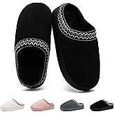 Harxxitd Slippers for Women&Men with Memory Foam Corduroy Closed Toe House Shoes Ladies Winter Warm Comfy Bedroom Women's Slipper Indoor and Outdoor Slip-on Rubber Sole