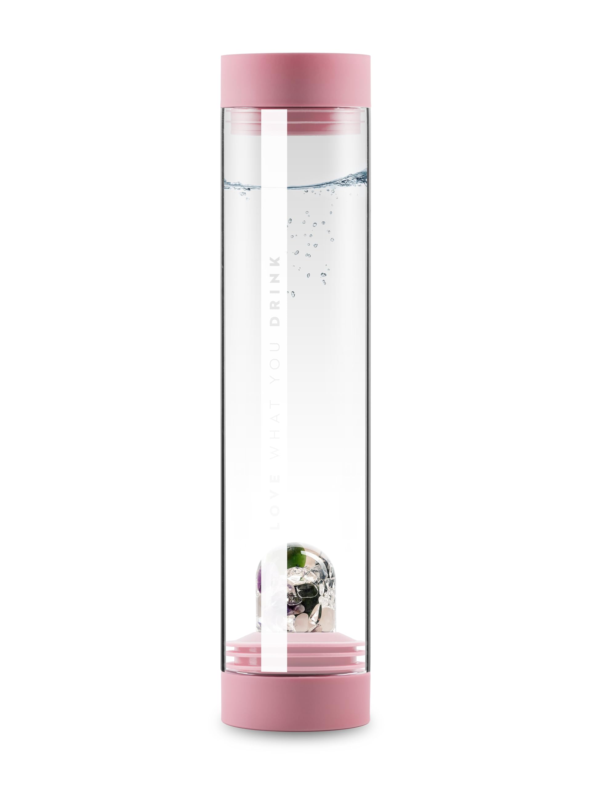 VitaJuwel Sana Beauty Blossom Rose | Crystal Water Carafe with Amethyst, Rose Quartz, Jade & Clear Quartz - Relaxation, Rejuvenation & Self-Love