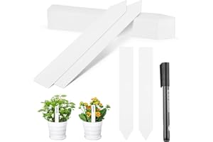 Greaner Plant Markers 50PCS, 8 Inch Plastic Plant Tags with Garden Marker Pen, Plant Tags and Labels for Outdoor Garden Waterproof, Plant Identification Stakes for Indoor Outdoor Plants-White